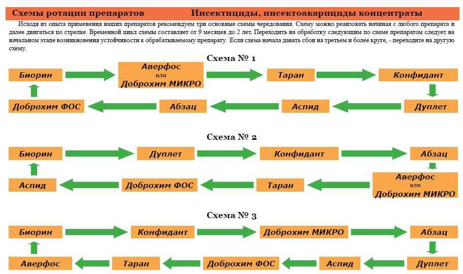 На фото описаны схемы ротации препаратов